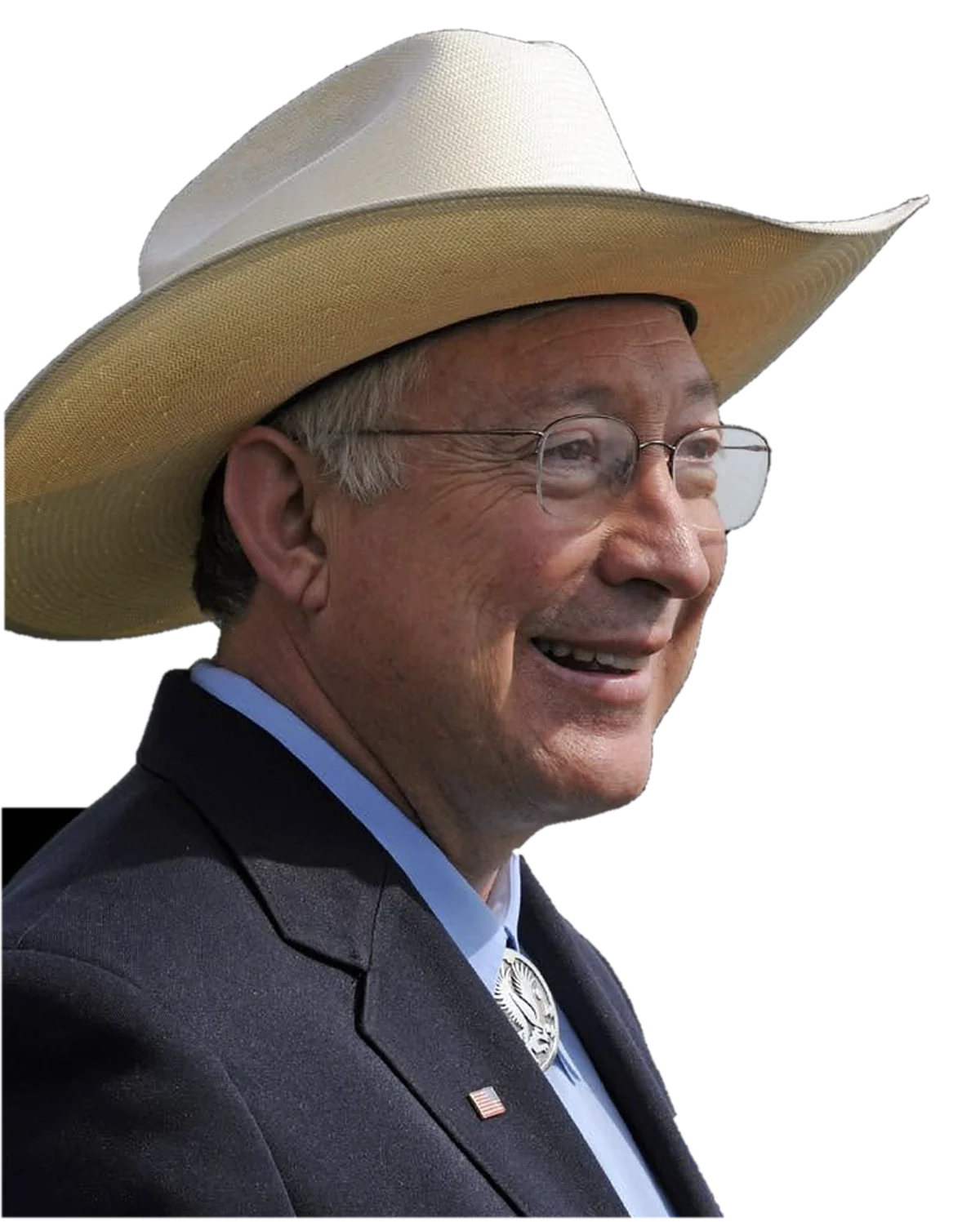 Ken Salazar, smiling, in his cowboy hat